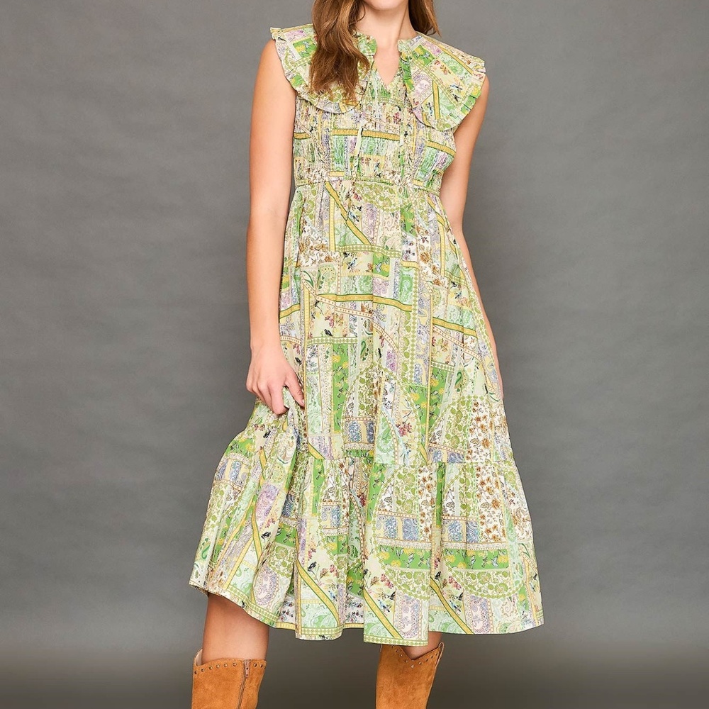 Boho Patchwork Ruffle Maxi Dress - Picture 5 of 7